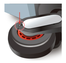 タイヤ脱着の際は、本体に突起の印がある側のキャップを取り外します。